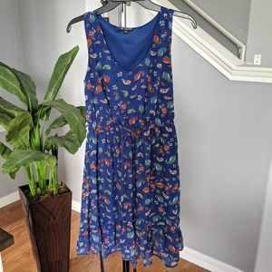 Royal Blue Cinched Waist Ruffle Dress
